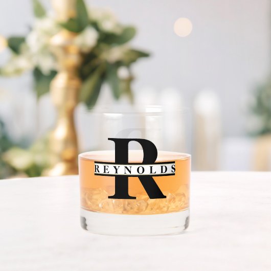 Schweres feines Monogramm und Name Schwarz/Gold-ID Whiskyglas (Insitu (Hochzeit))