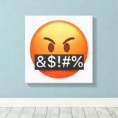 Schweres Gesicht mit Symbolen, die den Mund abdeck Leinwanddruck (Insitu (Holzboden))