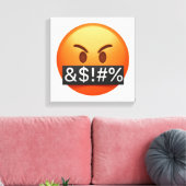 Schweres Gesicht mit Symbolen, die den Mund abdeck Leinwanddruck (Insitu (Wohnzimmer))