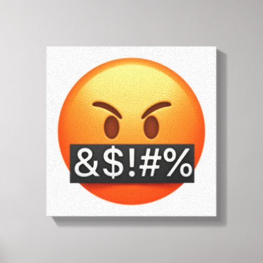 Schweres Gesicht mit Symbolen, die den Mund abdeck Leinwanddruck (Vorderseite)