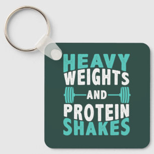 Schweres Gewicht und Protein-Shakes Fitnessstudio Schlüsselanhänger
