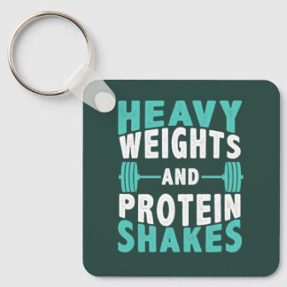 Schweres Gewicht und Protein-Shakes Fitnessstudio Schlüsselanhänger