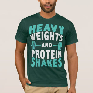 Schweres Gewicht und Protein-Shakes Fitnessstudio T-Shirt