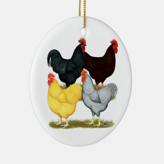 Schweres Hahn-Huhn-Quartett Keramikornament (Rechts)