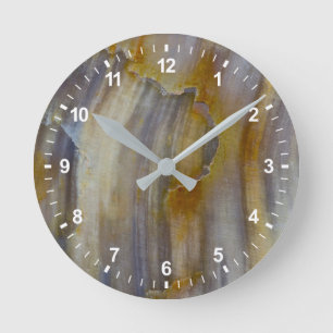 Schweres versteinertes Holz Runde Wanduhr