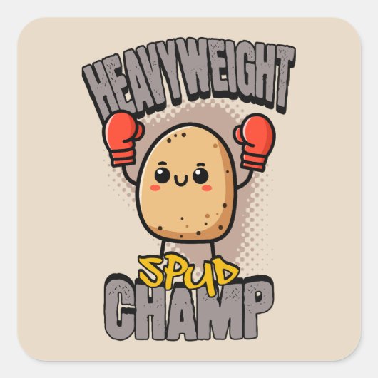 Schwergewicht-Spud-Champ-Boxing-Potato Quadratischer Aufkleber (Vorderseite)