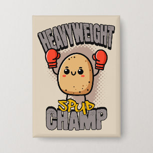 Schwergewichts-Spud-Champ-Boxen-Kartoffel Button