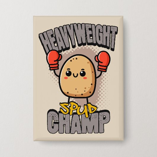 Schwergewichts-Spud-Champ-Boxen-Kartoffel Button (Vorderseite)