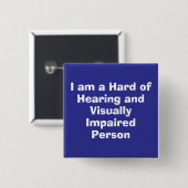 Schwerhörige und sehbehinderte Person Blau Button (Vorne & Hinten)