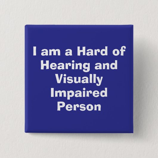 Schwerhörige und sehbehinderte Person Blau Button (Vorderseite)