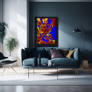 Schwerin Stadtplan Stadtzentrum im Kontrast Poster