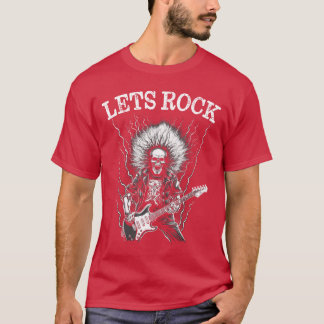 Schwermetall-Punk-Rock und Roll-Skelettgitarre T-Shirt