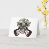 Schwermetall-Schädelgitarren Karte (Gelbe Blume)