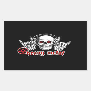 SCHWERMETALLschädel-AUFKLEBER Rechteckiger Aufkleber