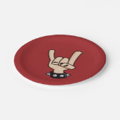 Schwermetallteufel-Hörner Pappteller (Schrägansicht)