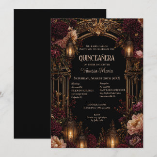 Schwermütige Florale Gothic Quinceanera-Einladung Einladung