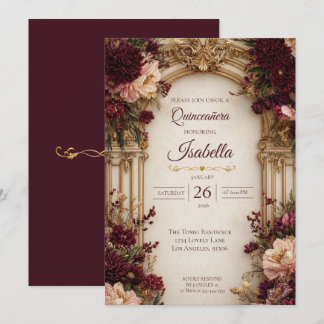 Schwermütige Florale Gothic Quinceanera-Einladung Einladung