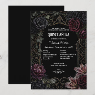 Schwermütige Florale Gothic Quinceanera-Einladung Einladung