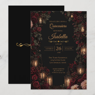 Schwermütige Florale Gotische Quinceanera-Einladun Einladung