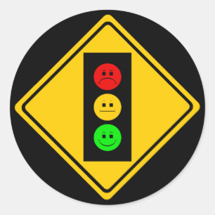 Schwermütiger Stoplight voran Runder Aufkleber