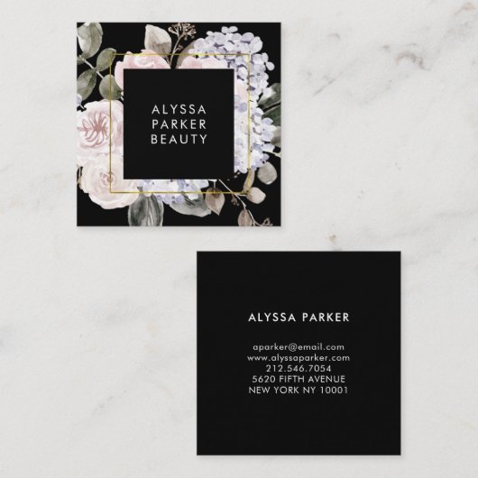 Schwermütiges Aquarell des Hydrangea-| mit Blumen Quadratische Visitenkarte (Vorne/Hinten)