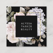 Schwermütiges Aquarell des Hydrangea-| mit Blumen Quadratische Visitenkarte (Vorderseite)