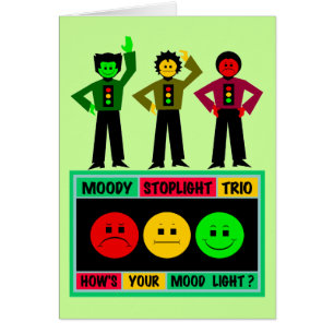 Schwermütiges Stoplight-Trio-Logo mit Charakteren
