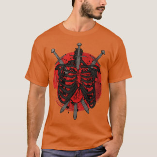 Schwert durch mein Herz-Skelett T-Shirt