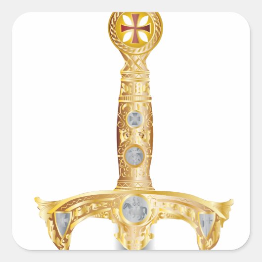 Schwert eines Rittertempfars Quadratischer Aufkleber (Vorderseite)