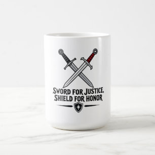 Schwert für Gerechtigkeit Schild für Ehre Fantasy- Kaffeetasse