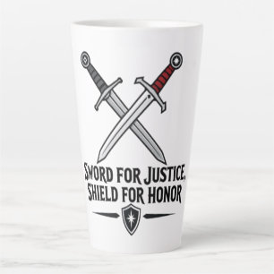 Schwert für Gerechtigkeit Schild für Ehre Fantasy- Milchtasse