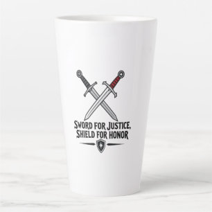 Schwert für Gerechtigkeit Schild für Ehre Fantasy- Milchtasse