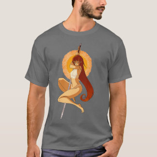 Schwert-Girl-Feuer T-Shirt