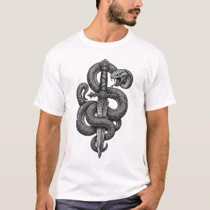 Schwert mit Schlange umwickelt Dark Fantasy Gothic T-Shirt