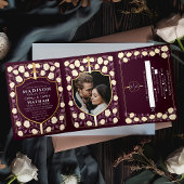 Schwert & Schild Mittelalterliche Fantasie Hochzei Dreifach Gefaltete Einladung