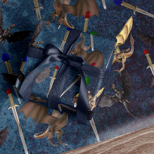 Schwert und Drache Geschenkpapier