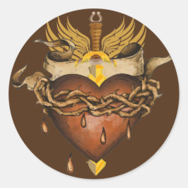 Schwert- und Herzsticker Runder Aufkleber