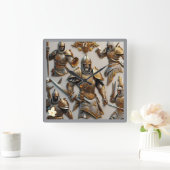 "Schwert und Schild" Quadratische Wanduhr (Zuhause)