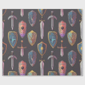 Schwert- und Schildkrötenpapier für das Mittelalte Geschenkpapier (Flach)