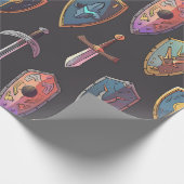 Schwert- und Schildkrötenpapier für das Mittelalte Geschenkpapier (Ecke)