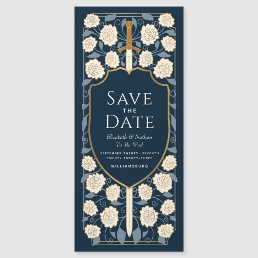 Schwert- und Schildmittelalterliche Fantasie Save  Magneteinladung (Vorderseite)