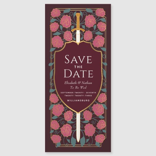 Schwert- und Schildmittelalterliche Fantasie Save Magneteinladung (Vorderseite)