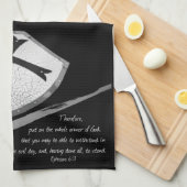 Schwert und Schildschrift Glaube Geschirrtuch (Viertel Falte)