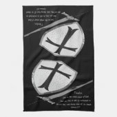 Schwert und Schildschrift Glaube Geschirrtuch (Vertikal)