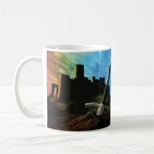 Schwert und Schloss mit Monogramm Kaffeetasse (Links)