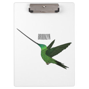Schwertbillige Darstellung des Kolibris-Cartoon Klemmbrett