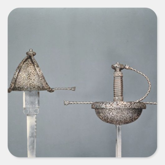 Schwerter: becherter Stromschnellen aus geschältem Quadratischer Aufkleber (Vorderseite)