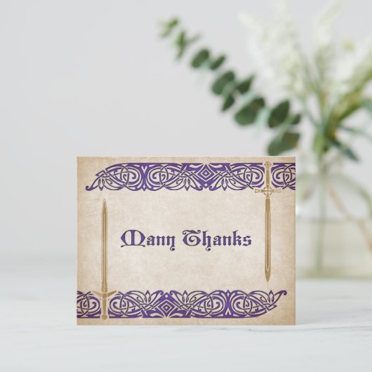 Schwerter Celtic Wedding Dankeskarte (Stehend Vorderseite)