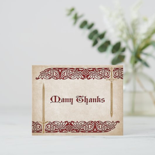 Schwerter Celtic Wedding Dankeskarte (Stehend Vorderseite)