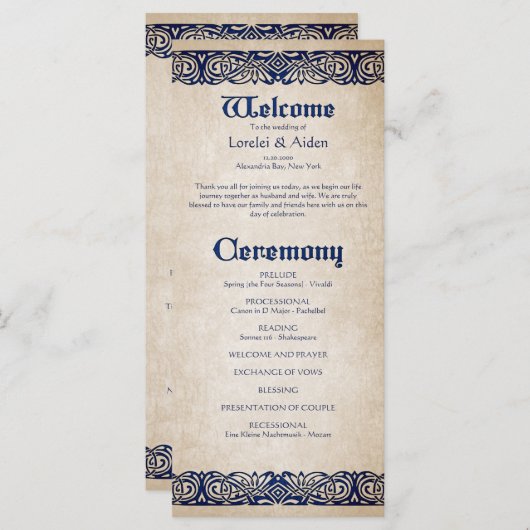 Schwerter Celtic Wedding Program (Vorne/Hinten)